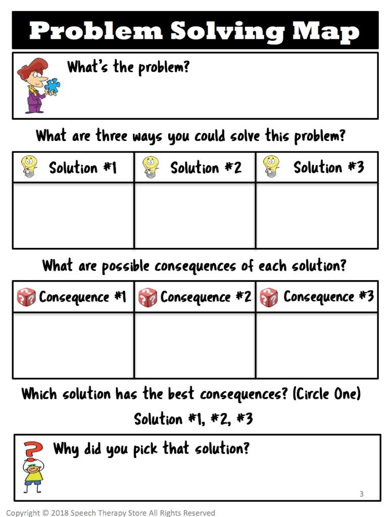 11+ Free Social Problem-Solving Scenarios - Speech Therapy Store With Problem And Solution Worksheet