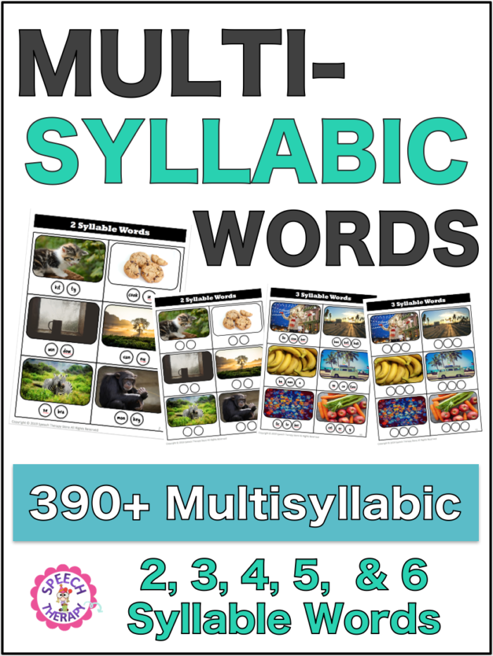 speech therapy multisyllabic words pictures