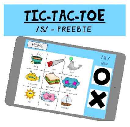 Teacher Created Resource Game Speech Therapy Final "S" & "Z" Sounds Tic-Tac-Toe 