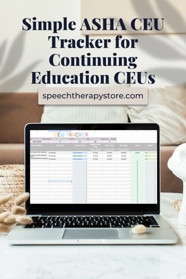 Simple ASHA CEU Tracker for Continuing Education CEUs - Speech Therapy ...