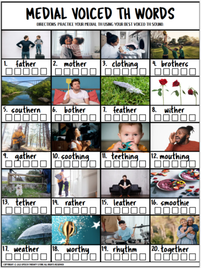 speech therapy words list