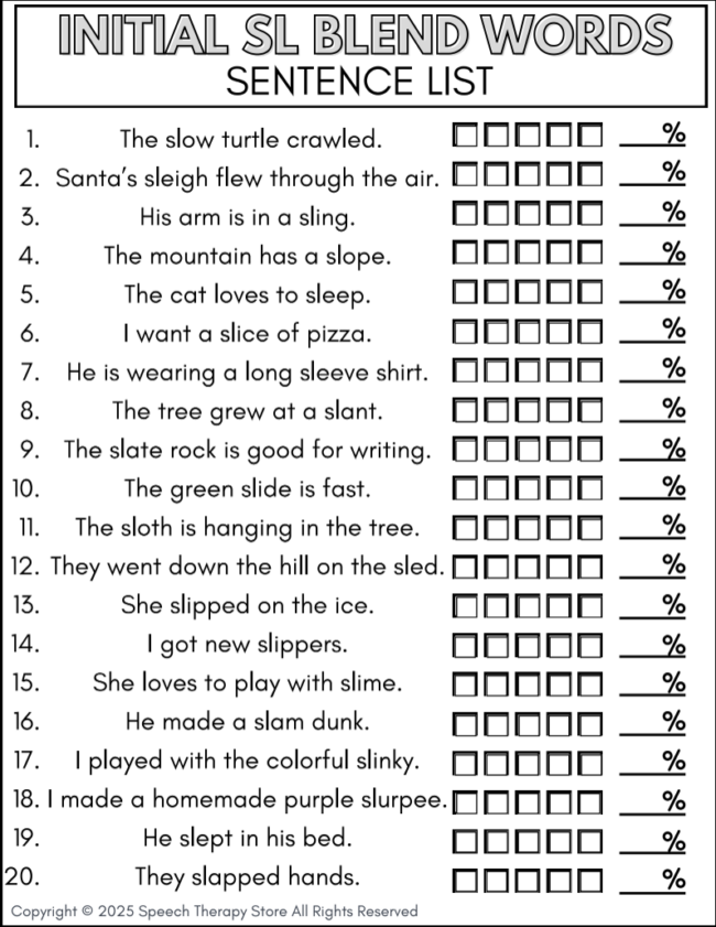 61 SL Blends for Speech Therapy (with Free Word List Download ...